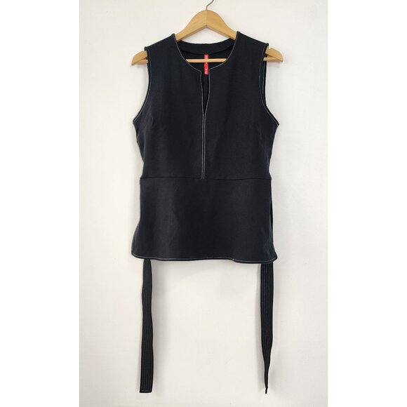 SPANX Contrast Stitch Tie Waist Ponte Top Women's Large Office Buisness Career - Picture 4 of 11